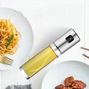 Pulverizador de aceite de vidrio de 100ML para cocina, rociador de oliva para ensalada, barbacoa, Gadgets de cocina, accesorios para hornear, botella de aceite de Canola vacía - AliExpress 15 - Color : Plata