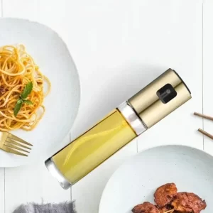 Pulverizador de aceite de vidrio de 100ML para cocina, rociador de oliva para ensalada, barbacoa, Gadgets de cocina, accesorios para hornear, botella de aceite de Canola vacía - AliExpress 15 - Color : Oro